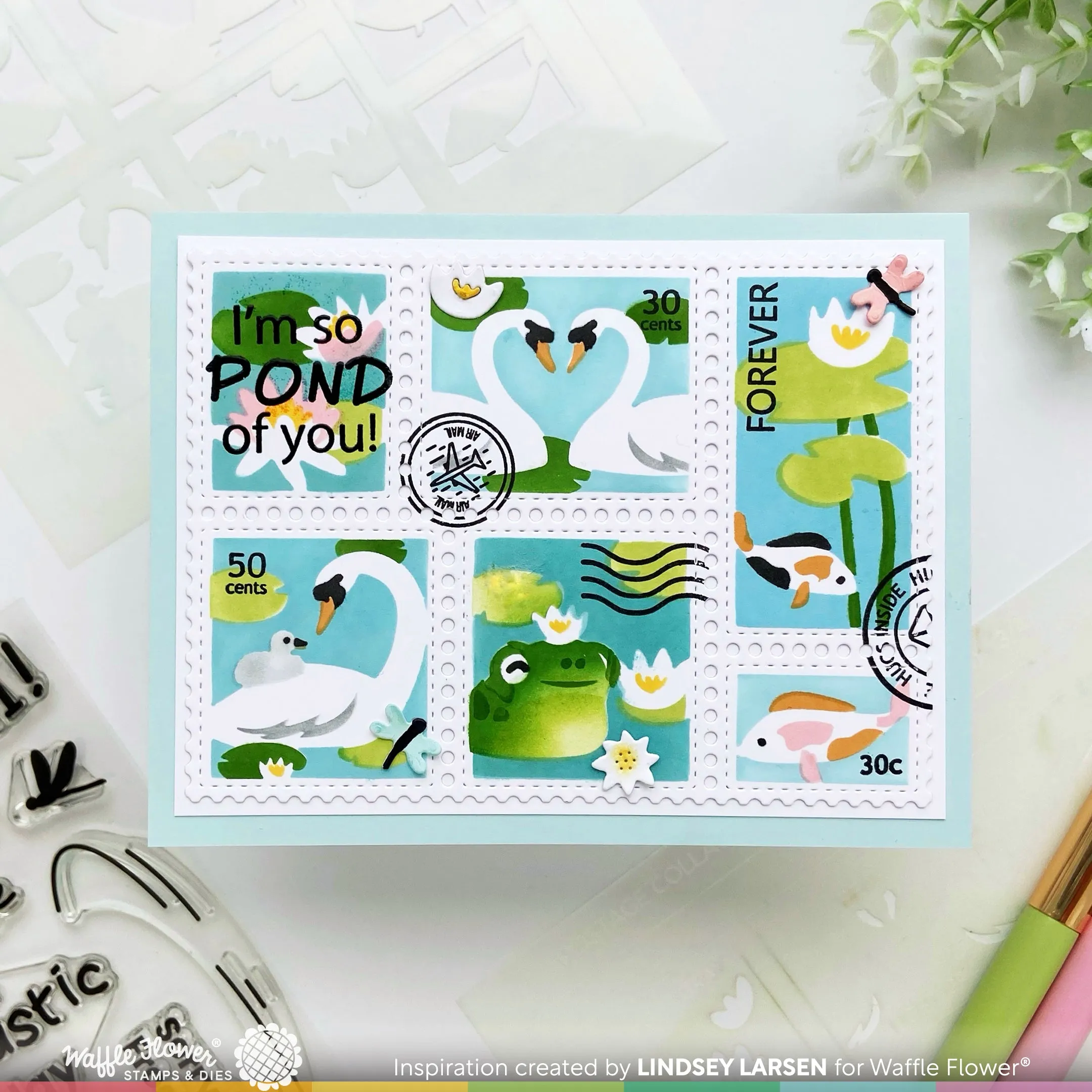 Postage Collage The Pond Stencil