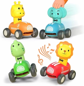 Press and Go Car Toys for Toddlers, Baby Animal Truck, Animal Cartoon Play Vehicle Set, Push and Go Cars Toys for 1 2 3 4 5 Years Old Boys and Girls Gift