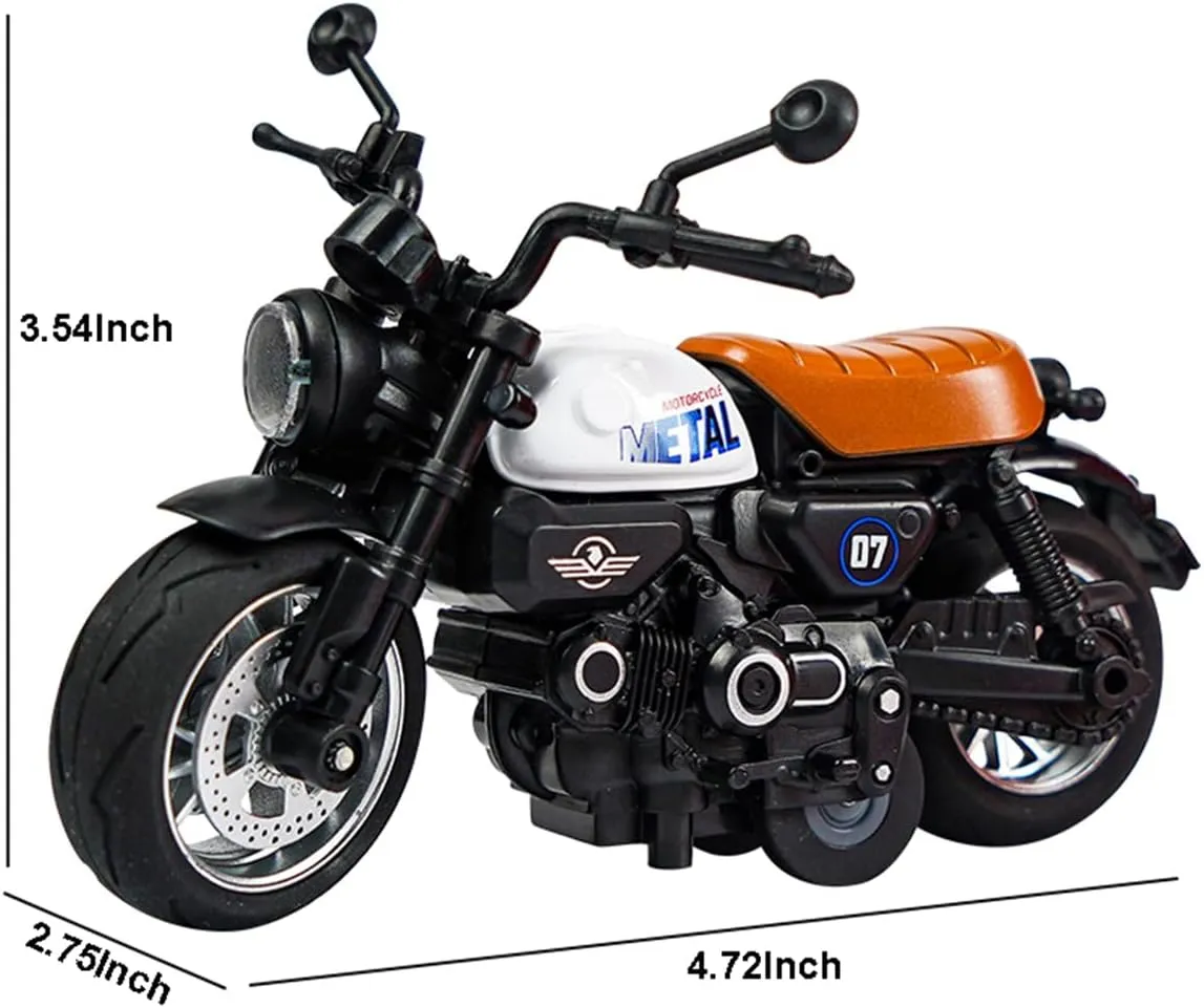 Pull Back Motorcycle Toys, Tiny Gift with Music Lighting, Classic Motorcycles Toy for Boys Kids Age 3 4 5 6 7 8 Year Old (Red)