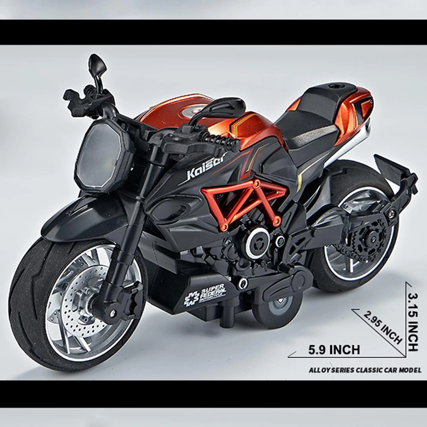 Pull Back Motorcycle Toys, Pullback Gift with Music Light, Classic Retro Motorcycles Toy for Boys Kids Age Over 3 4 5 6 7 8 Year Old (Orange)