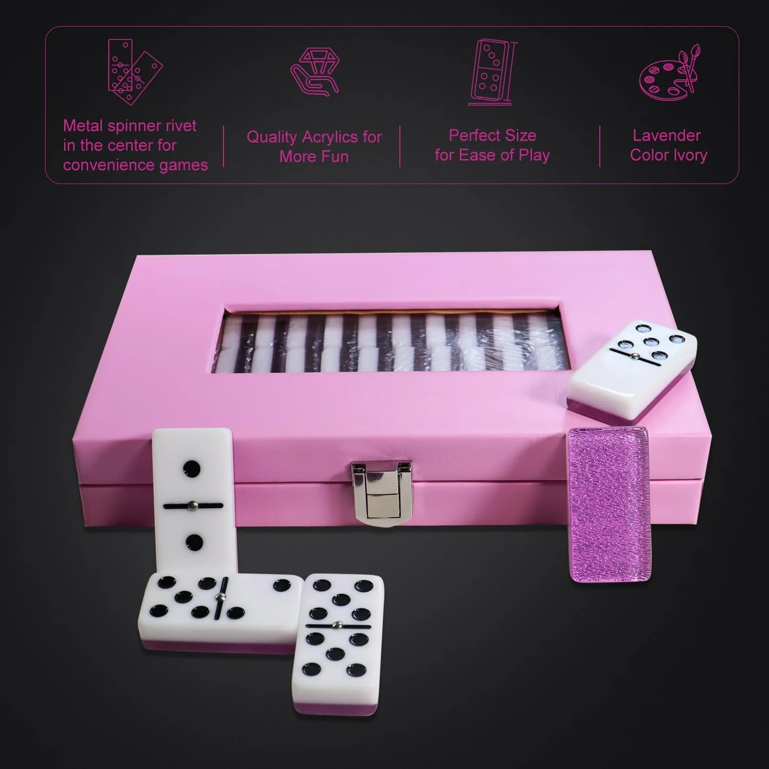 Purple Double Six Standard Domino Set 28 Tiles - Classic Number Table Game for 2-4 Players (36 )