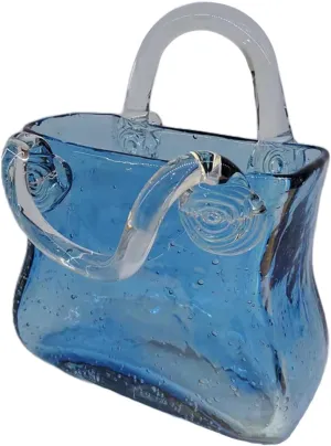 Purse Vase for Flowers, Multifunctional Hand Glass Vase Cute Fishbowl Glass Flower Vase, Glass Bag Vase for Decor,Style2-Blue