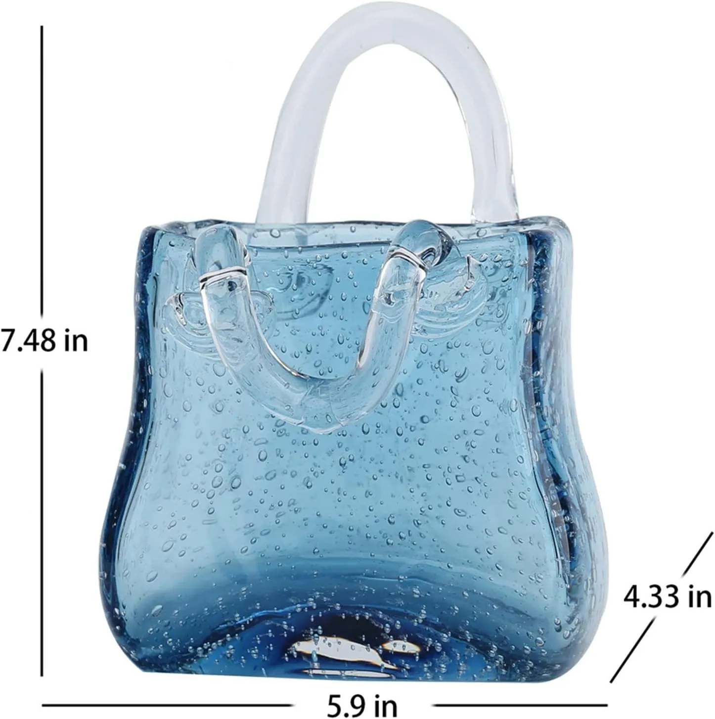 Purse Vase for Flowers, Multifunctional Hand Glass Vase Cute Fishbowl Glass Flower Vase, Glass Bag Vase for Decor,Style2-Blue