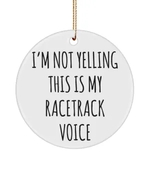 Racetrack Gifts, Racing Ornament, Racing Gifts, I'm Not Yelling This Is My Racetrack Voice Christmas Tree Ornament