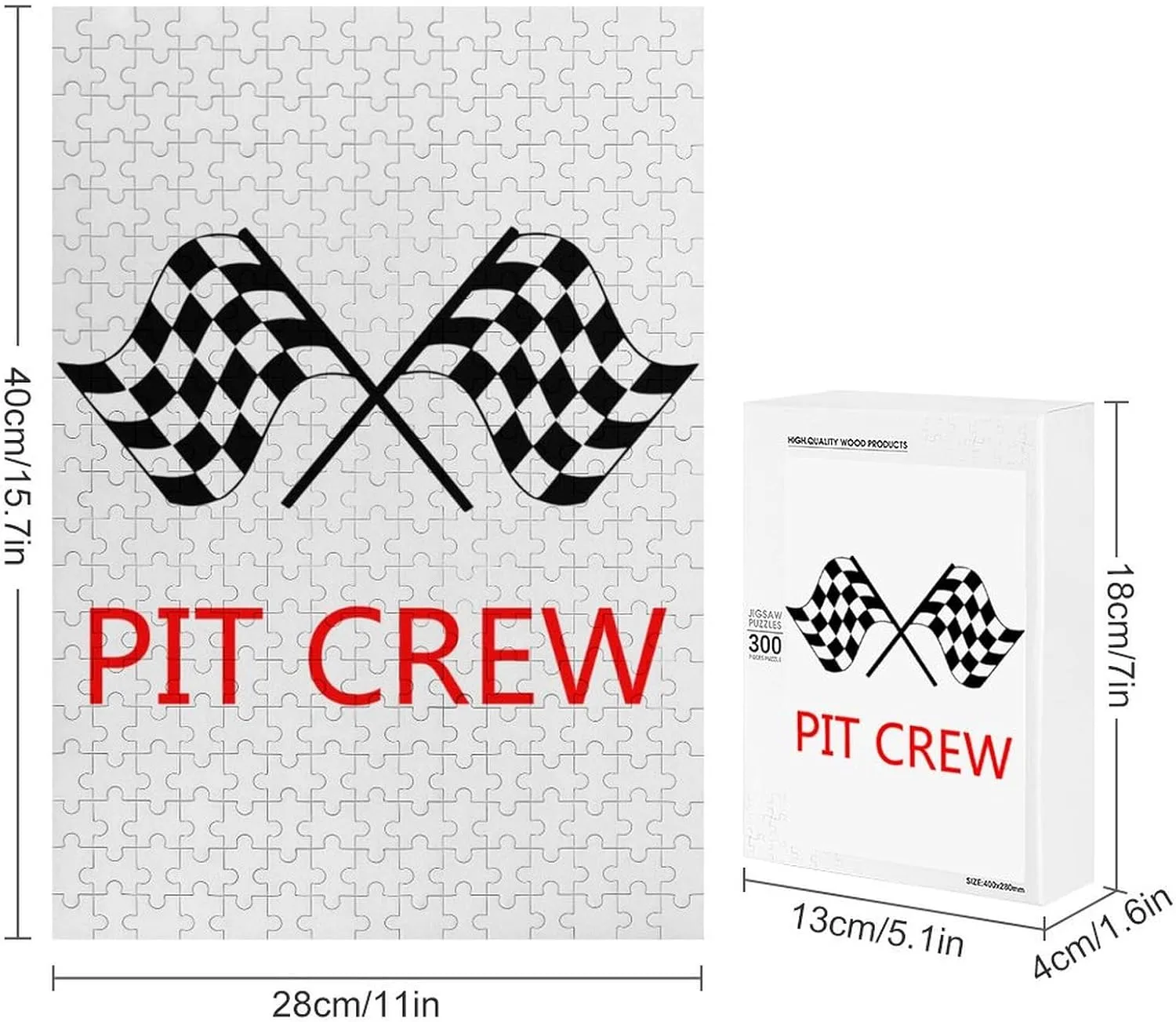 Racing Car Pit Crew Checkered Flag Novelty Wooden Jigsaw Puzzle Printed Pictures Wall Art Decor for Living Room