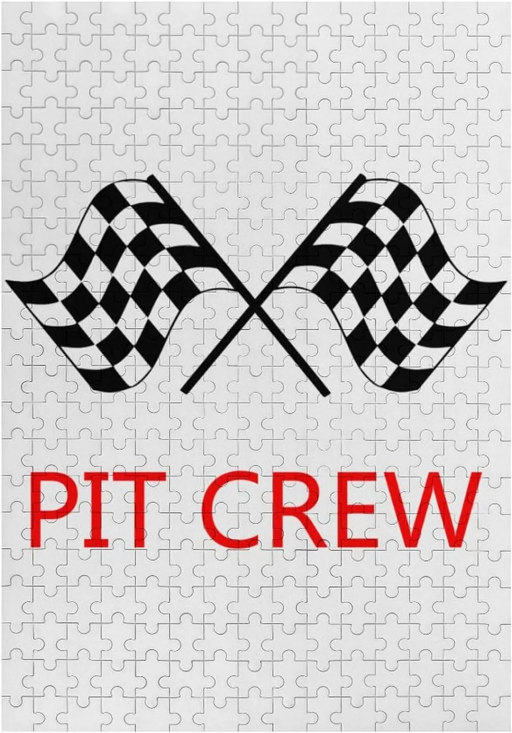 Racing Car Pit Crew Checkered Flag Novelty Wooden Jigsaw Puzzle Printed Pictures Wall Art Decor for Living Room