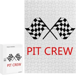 Racing Car Pit Crew Checkered Flag Novelty Wooden Jigsaw Puzzle Printed Pictures Wall Art Decor for Living Room