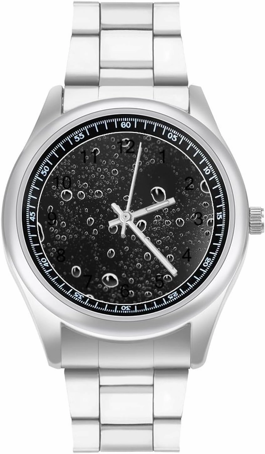 Rain on Car Window Casual Wrist Watches for Men Classic Business Dress Watch Big Face for Work Gym