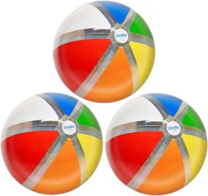 Rainbow Beach Balls - Small, Large and Jumbo Inflatable Beach Balls - Perfect for Summer, Swim Parties & Water Games