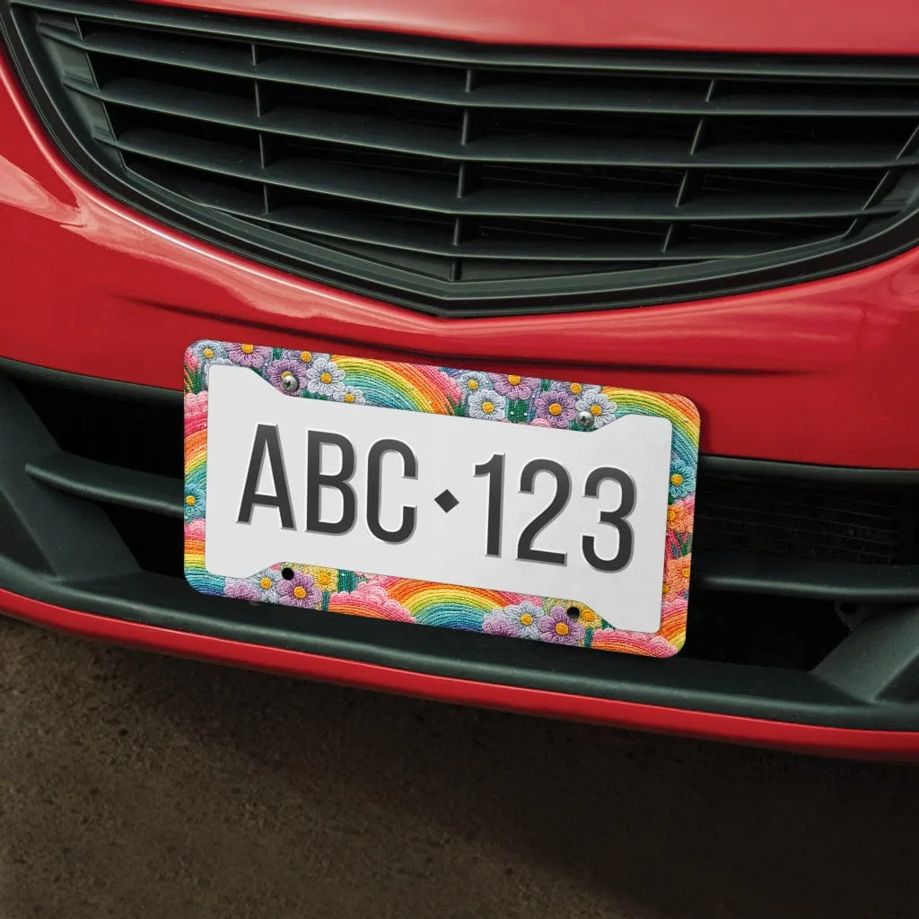 Rainbow Flowers License Plate Frame