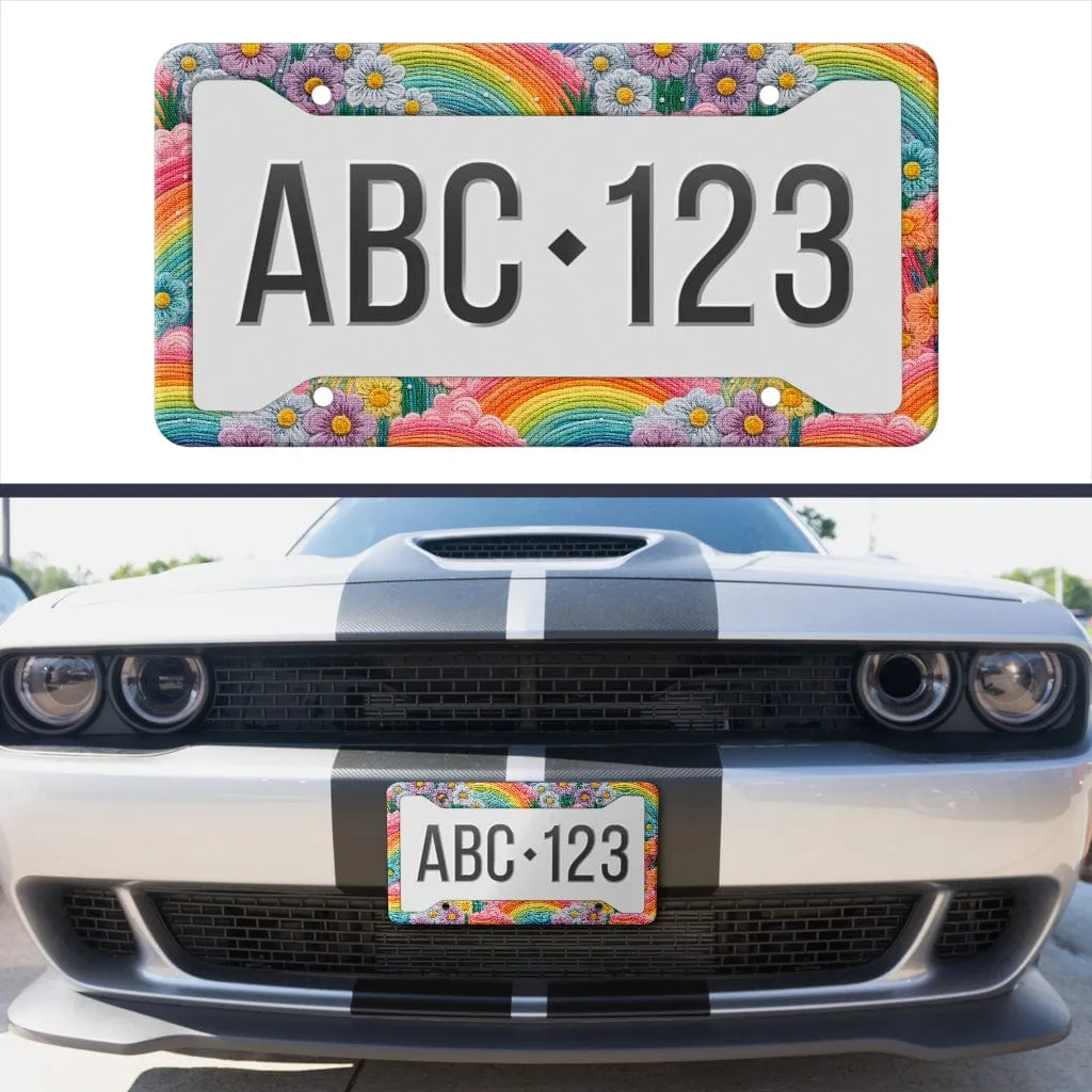 Rainbow Flowers License Plate Frame