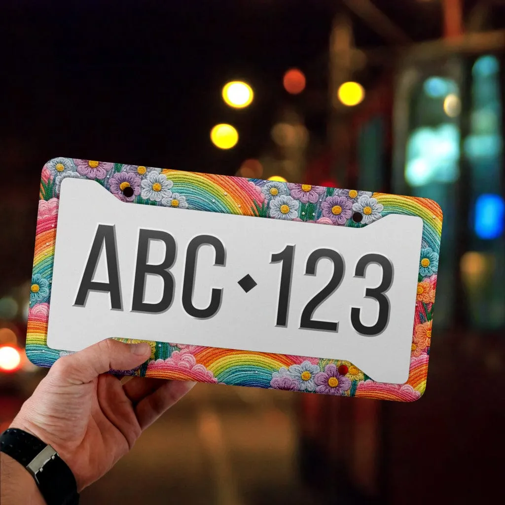 Rainbow Flowers License Plate Frame