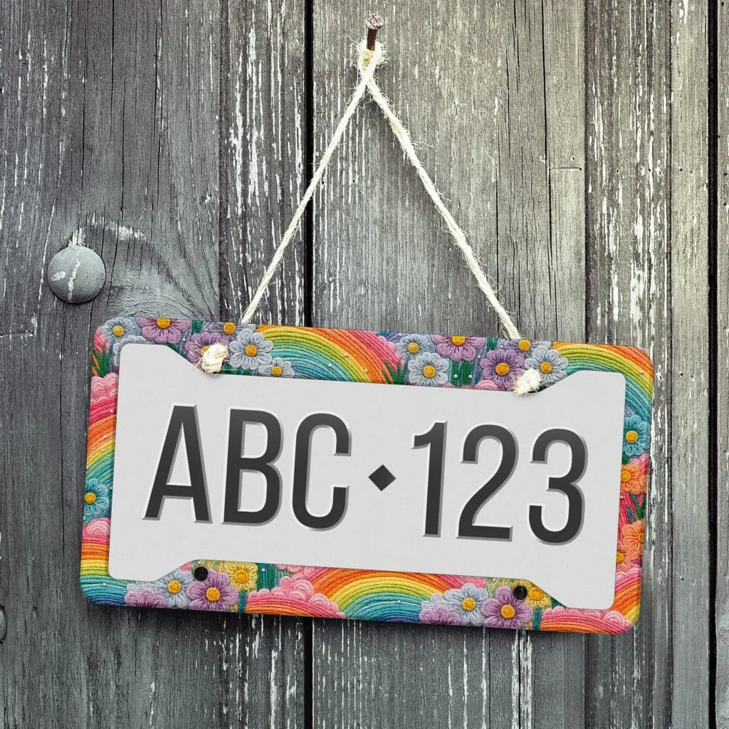 Rainbow Flowers License Plate Frame