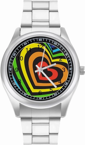 Rainbow Heart Casual Wrist Watches for Men Classic Business Dress Watch Big Face for Work Gym