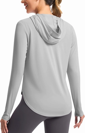 Rash Guard Shirt for Women UPF 50  SPF UV Protection Long Sleeve Workout Tops with Pockets Dry Fit Hiking Clothes