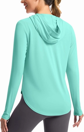 Rash Guard Shirt for Women UPF 50  SPF UV Protection Long Sleeve Workout Tops with Pockets Dry Fit Hiking Clothes