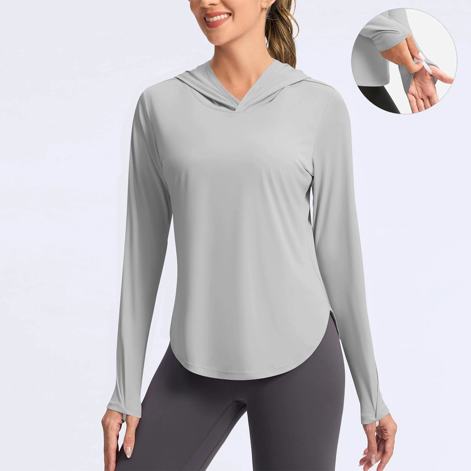 Rash Guard Shirt for Women UPF 50  SPF UV Protection Long Sleeve Workout Tops with Pockets Dry Fit Hiking Clothes