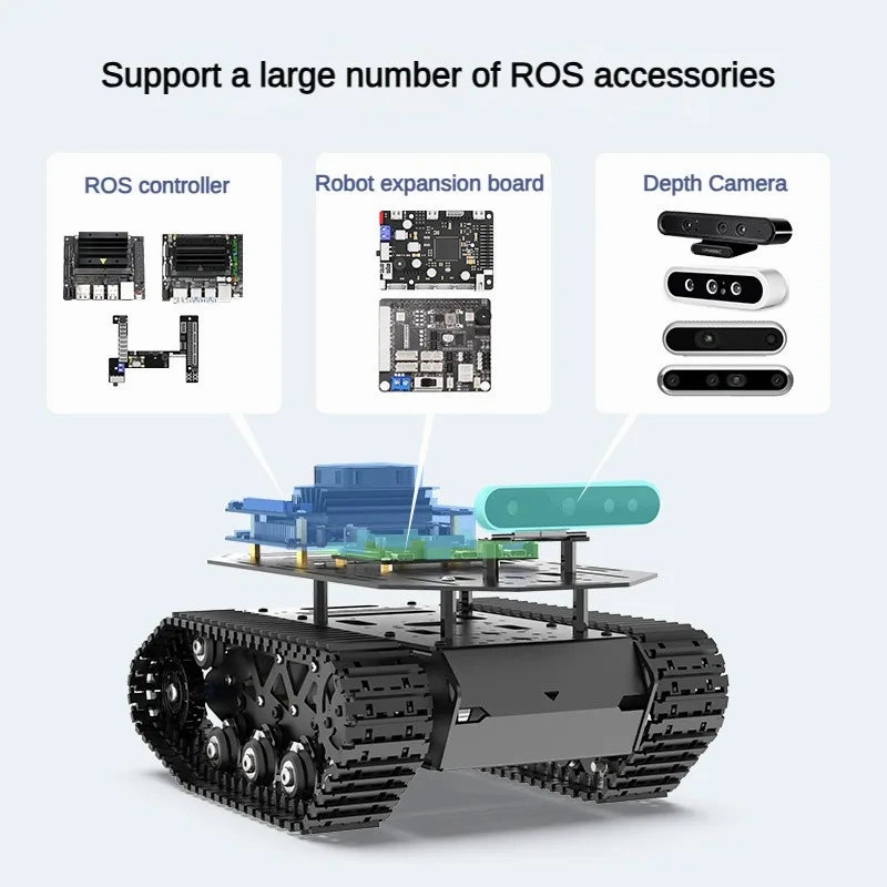 RC Tank 10KG Load Strong Shock Absorption Tank Chassis with Encoder Motor Suspension All Metal Robot Kit Programmable Robot Car