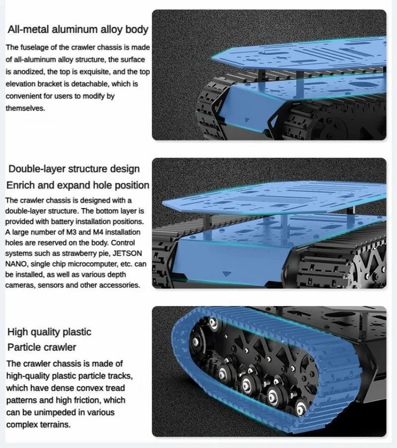 RC Tank 10KG Load Strong Shock Absorption Tank Chassis with Encoder Motor Suspension All Metal Robot Kit Programmable Robot Car