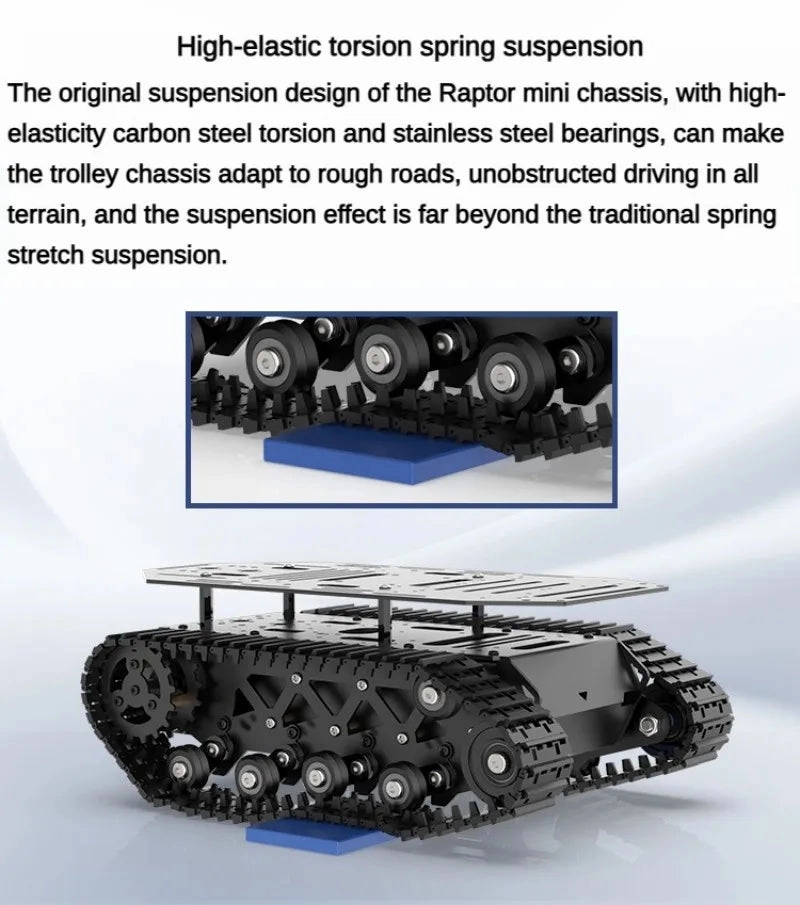 RC Tank 10KG Load Strong Shock Absorption Tank Chassis with Encoder Motor Suspension All Metal Robot Kit Programmable Robot Car