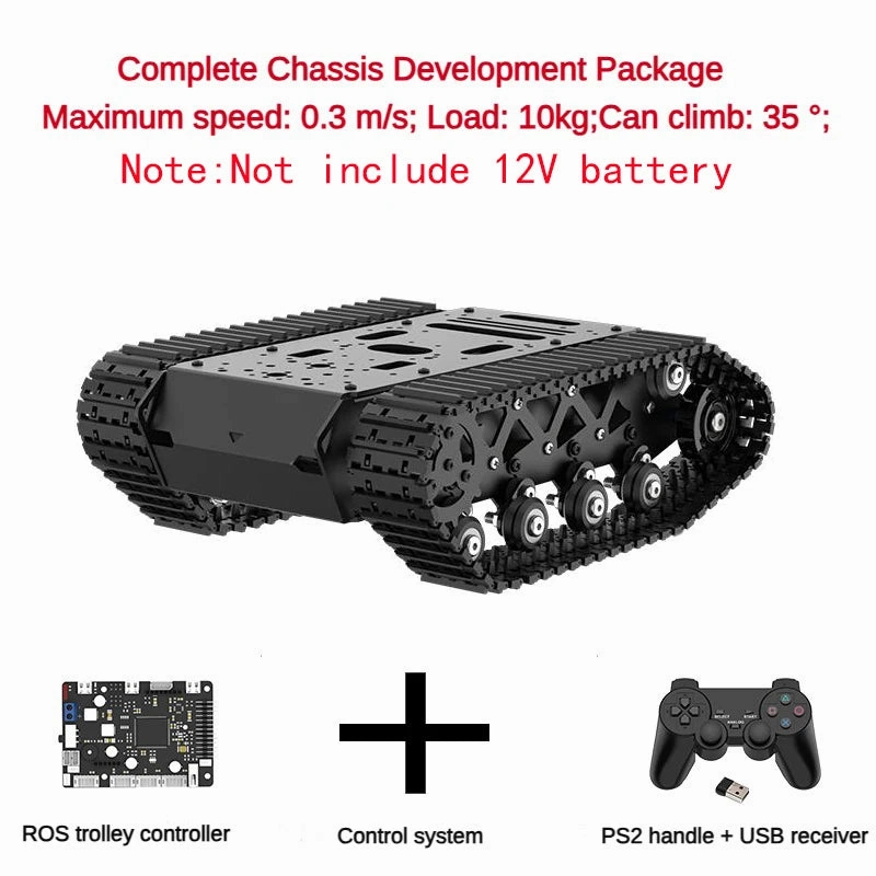 RC Tank 10KG Load Strong Shock Absorption Tank Chassis with Encoder Motor Suspension All Metal Robot Kit Programmable Robot Car