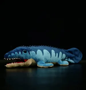 Realistic Mosasaurus Dinosaur Plush Toy - Lifelike 18" Blue Dinosaur Mosasaurus Tyrannosaurus Plushie, Figurines Dinosaur Stuffed Toys Soft, Gifts Collectible for Kids
