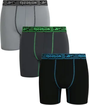 Reebok Mens Boxer Briefs - 3 Pack Stretch Moisture Wicking Mens Underwear with Contour Pouch Boxers for Men (Sizes: S-XL)