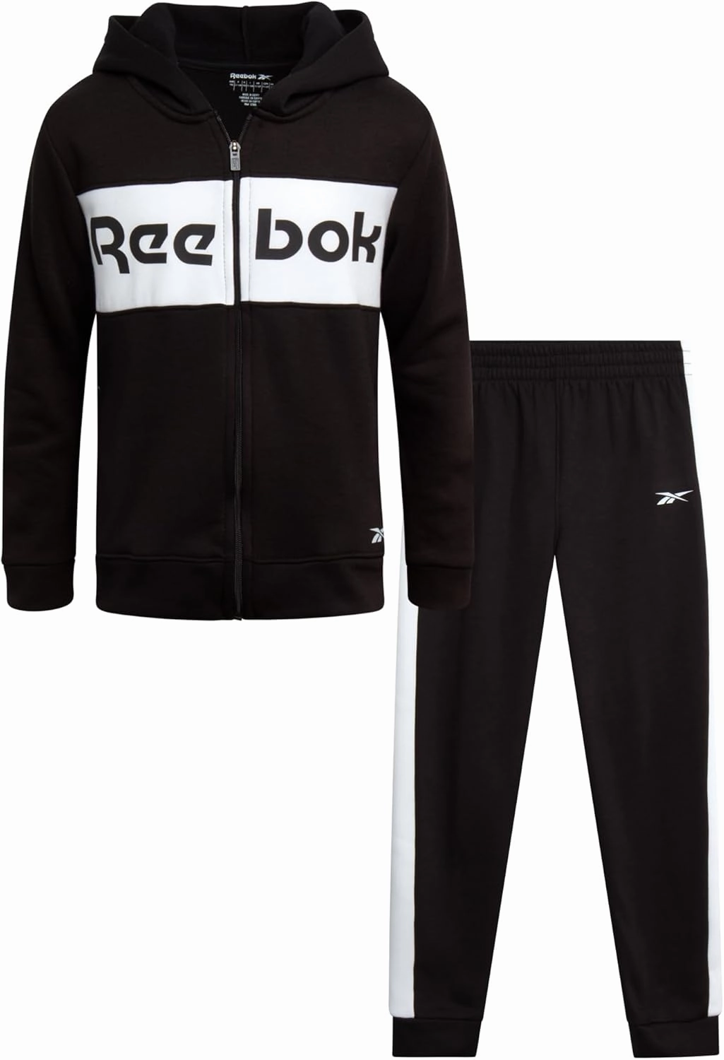 Reebok Boys' Active Sweatsuit - 2 Piece Performance Fleece Zip Hoodie Sweatshirt and Jogger Sweatpants - Activewear Set, 8-14