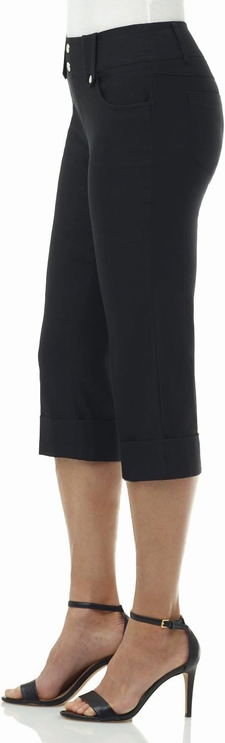 Rekucci Women's Ease into Comfort Modern Classic Cuffed Capri