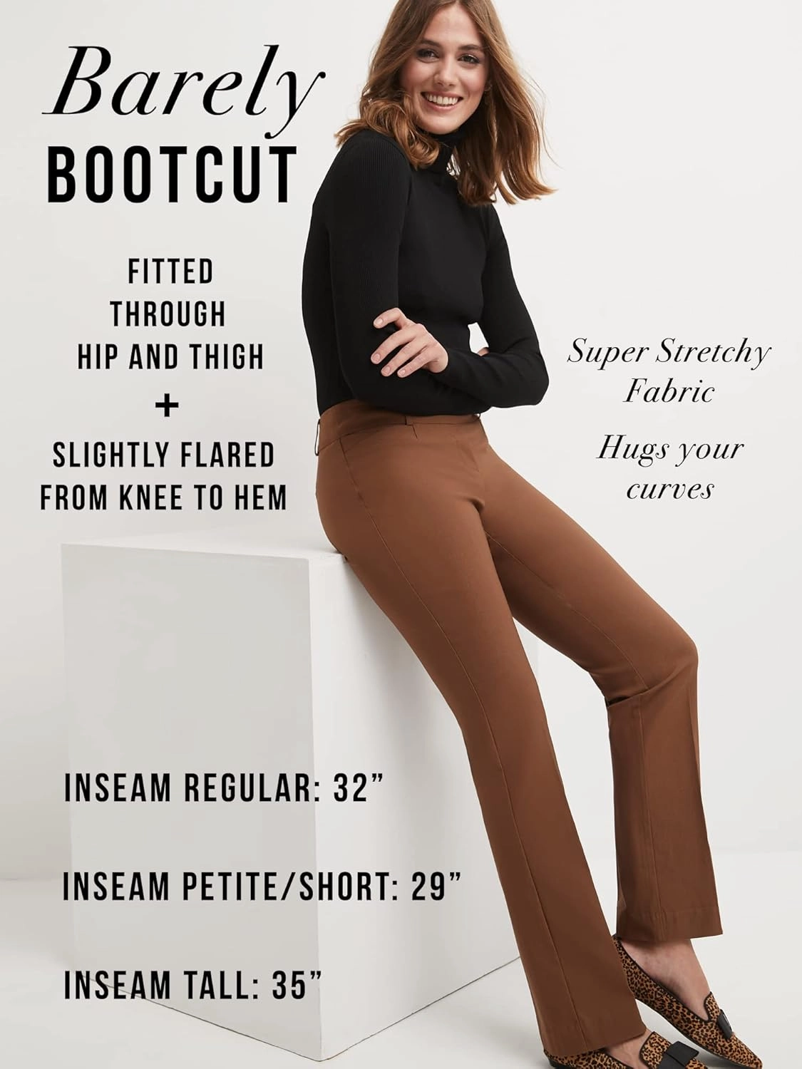 Rekucci Womens Ease into Comfort Fit Barely Bootcut Business Casual Stretch Pants in Regular/Tall/Petite fit