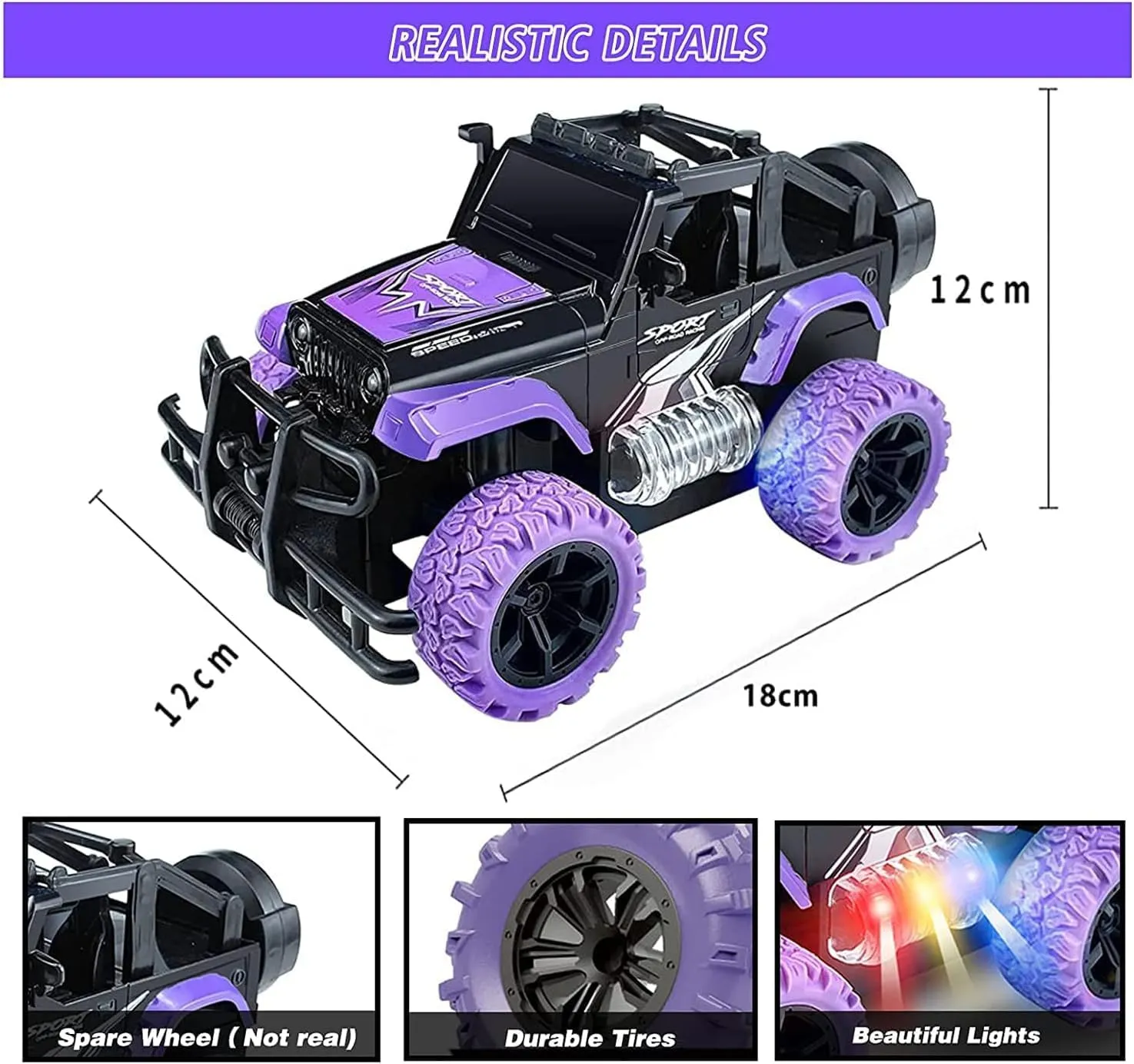 Remote Control Car RC Racing Cars, 1:20 Scale Remote Control Monster Truck, 2.4Ghz LED Light Off-Road Rc Cars,Toy Cars Gift for Kids Boys Girls 6 7 8 9 10 Years Old (#Purple)