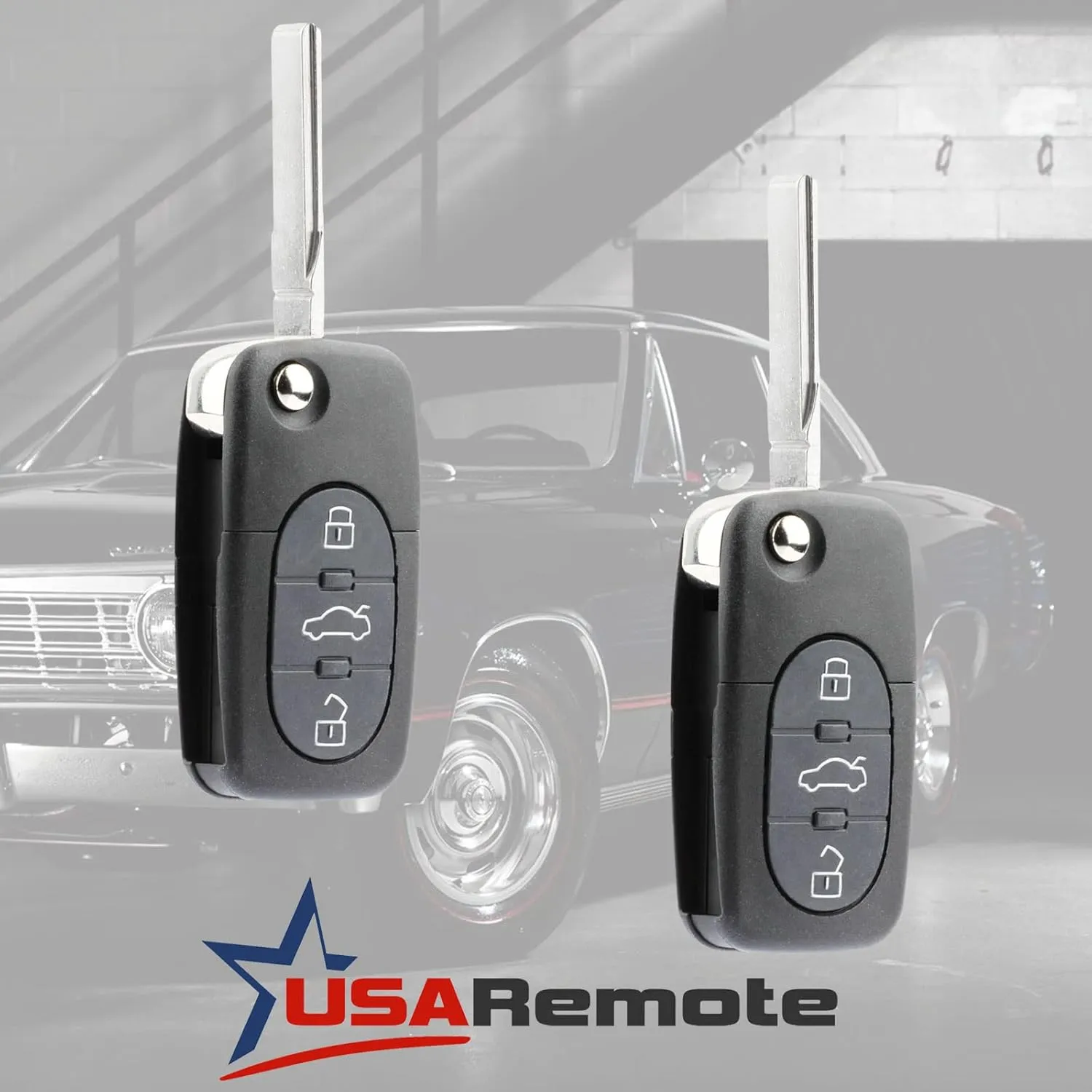 Replacement Keyless Entry Remote Flip Key Fob fits 1998 1999 2000 2001 VW Beetle, Golf, Jetta, Passat (HLO1J0959753F, Set of 2)
