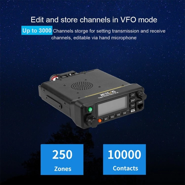 RETEVIS RT90 UV Double Segment 136-174/400-480MHz 3000 Channels 50W Car Walkie Talkie, 136-174/400-480MHz