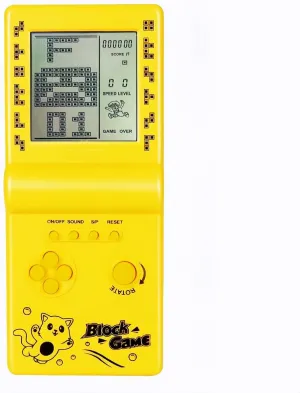 Retro Classic Block Game Console Multiple Games Adjustable Level/Speed Handheld Porable Console Brick Game/Racing/Tank Battle Puzzle Game Electronic Toys Children/Friends (Yellow)