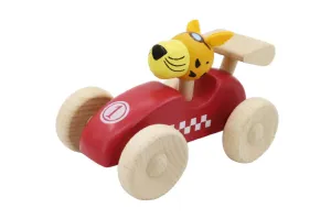 Retro Md Racing Car With Cute Leopard Driver Red