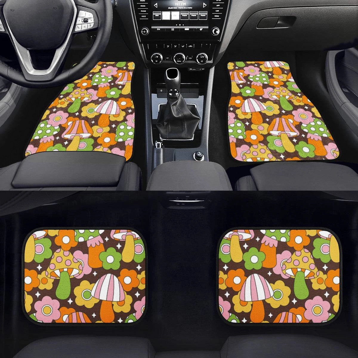 Retro Fungi Love Car Floor Mats