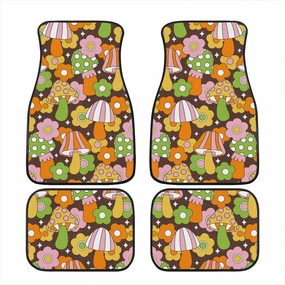 Retro Fungi Love Car Floor Mats