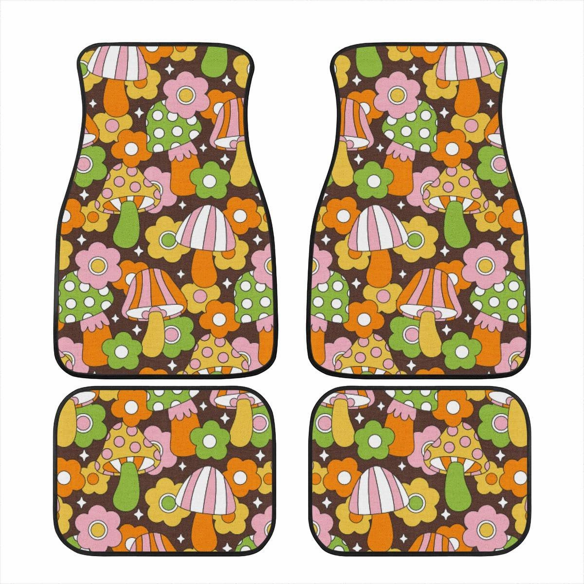 Retro Fungi Love Car Floor Mats