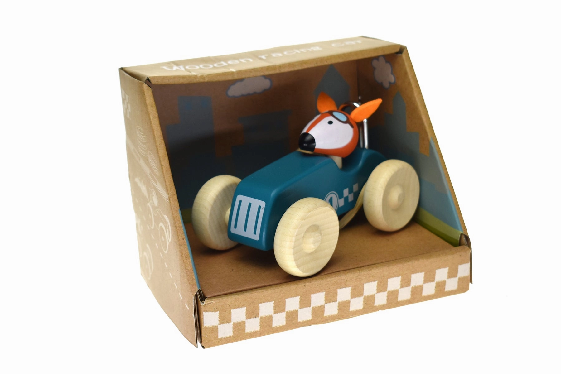 RETRO MD RACING CAR WITH CUTE FOX DRIVER GREEN