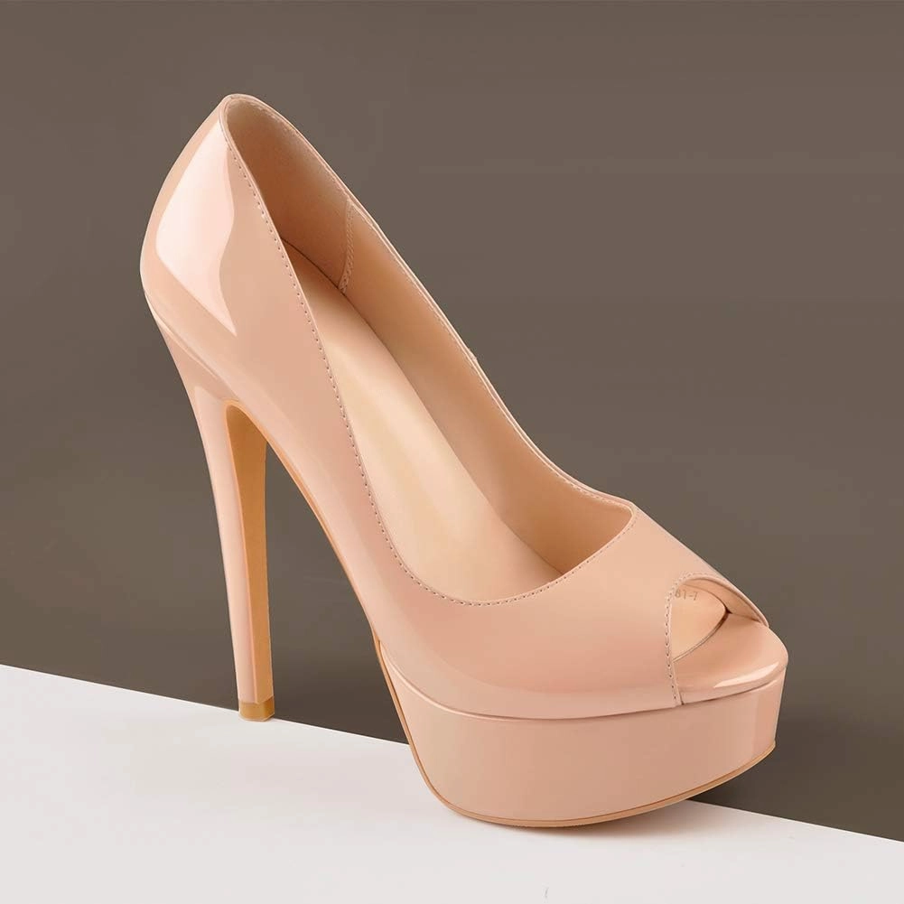 Richealnana Women's Peep Toe Platform Classic Pumps