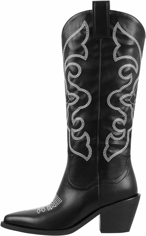 richealnini Sparkle Rhinestone Cowgirl Cowboy Boots for Women Pull On Diamante Heeled Bootes