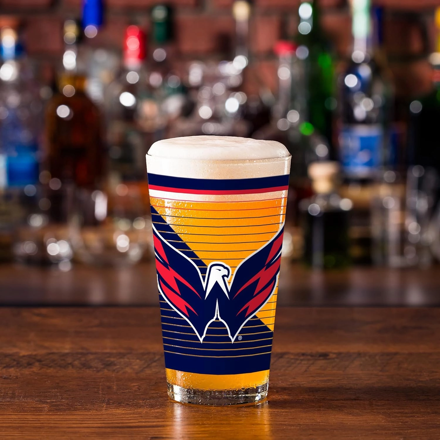 Rico Industries NHL Hockey16 oz Pint Glasses with Digitally Printed Logo, Practical Set of 2 Classic Drinking Glasses, Dishwasher Safe, Great for Water, Beer, Iced Tea, and More