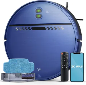 Robot Vacuum and Mop Combo, 2-in-1 Robot Vacuum Cleaner, Perfect for Pet Hair, Hard Floor and Carpet, Anti-Bump, Anti-Fall, App, Voice and Remote Control