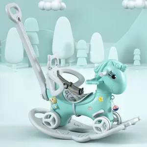 Rocking Horse with Safety Belt, Baby Rocking Horse Toy Riding Horse Pony Walking Rocking Animal for Toddlers Rocking Mechanical with Wheels for Boys Girls Gifts (Blue2)
