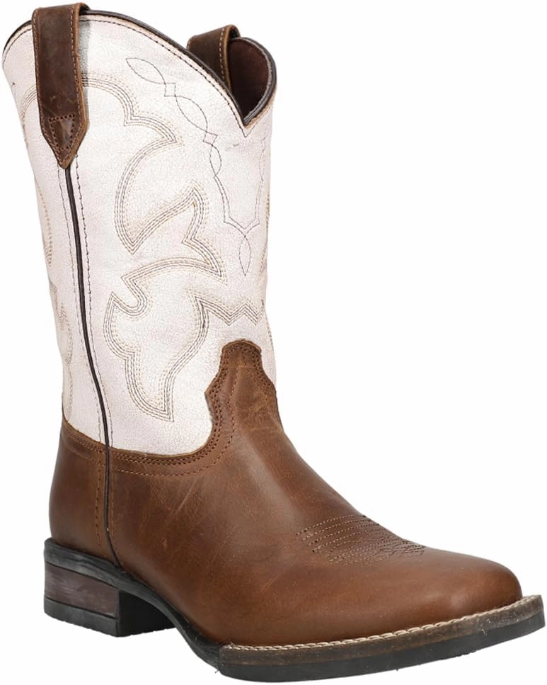 ROPER Kids Girls Monterey Square Toe Casual Boots Mid Calf - Brown, White