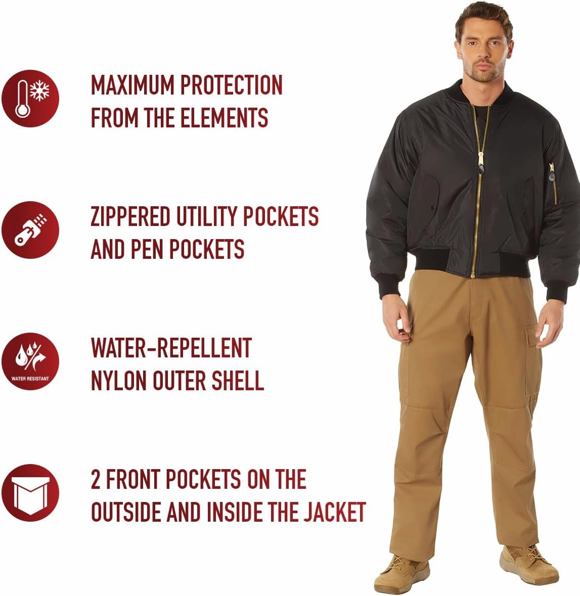 Rothco Enhanced Nylon MA-1 Flight Jacket - Classic Style