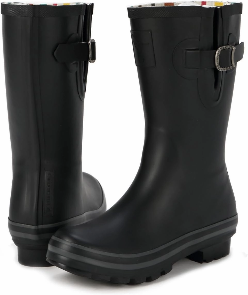 Rubber Rain Boots For Women's Garden Shoes Waterproof Boots Cute Printing Rainbow Mid-Calf Rain Boots UK Brand