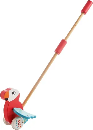 RUYU Parrot Wooden Push and Pull Walking Toy for Toddlers and Babies Girl or Boy, Classic Early Learning Wooden Balance Walking Play Toy