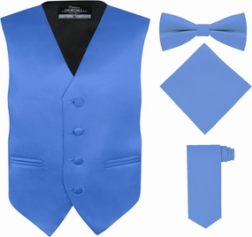 S.H. Churchill & Co. Boy's 4 Piece Vest Set, with Bow Tie, Neck Tie & Pocket Hankie