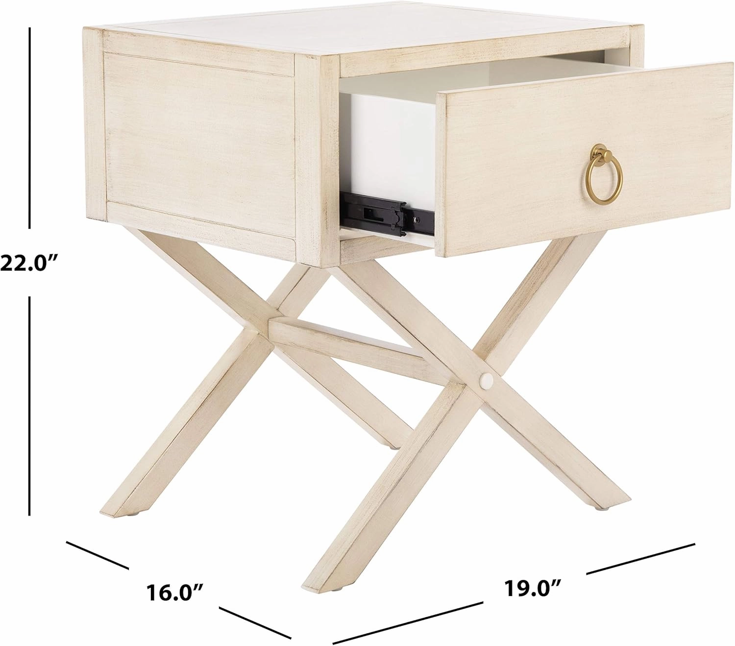 Safavieh Home Collection Odilia Antique White and Gold 1-Drawer Nightstand